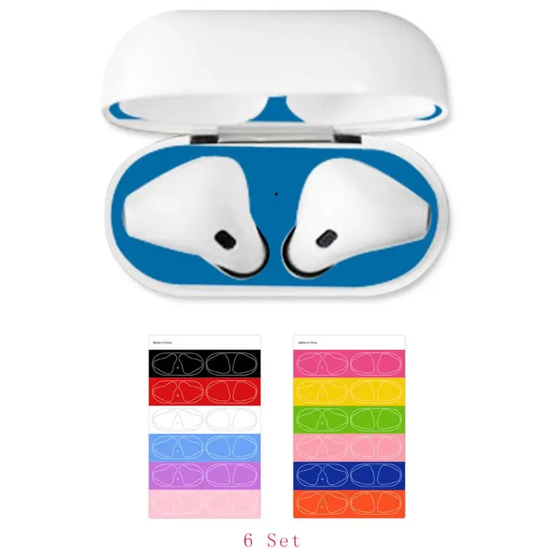 Цветной защитный чехол наклейка 6 пар Пыленепроницаемый Чехол для Apple Airpods