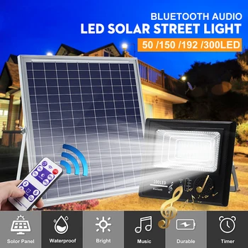 

LED Solar Power 50/100/192/300 50W/100W/200W/300W Music Flood Light bluetooth Speaker Outdoor Lamp IP67 Waterproof Energy Saving