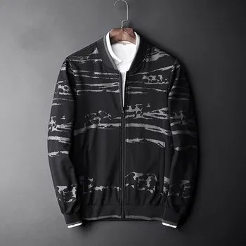 

Spring and autumn men's clothing cotton casual sweater cardigan stand collar Chinese style camouflage sweater L-5XL 6XL 7XL 8XL