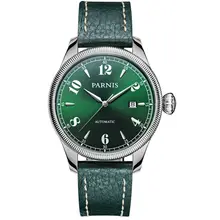 Parnis Gentel I Seriers Luminous Mens Leather Watchband Fashion Big Dial 21 Drills Automatic Mechanical Watch Wristwatch