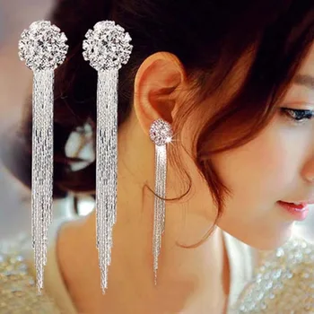 

Korean Personality Temperament Crystal Tassel Earrings Bridal Earrings Oorbellen Brincos Earrings For Women Long Earrings