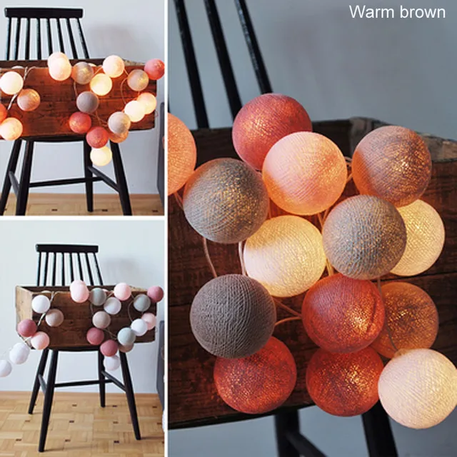 5m 20 Cotton Balls Lights Wedding Party Kid's Room Decoration Christmas