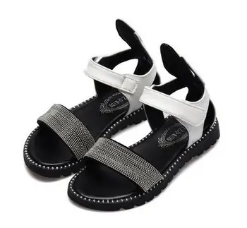

2019 New Baby Girls Sandals Fashion Glittering Rhinestone Girls Shoes Children's Flat Sandals Size 21-36