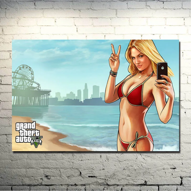 Grand Theft Auto V видеоигры GTA 5 художественная шелковая ткань плакат печать 13x20 32x48 дюймов настенные картины(нажмите, чтобы увидеть больше)-1 - Цвет: click