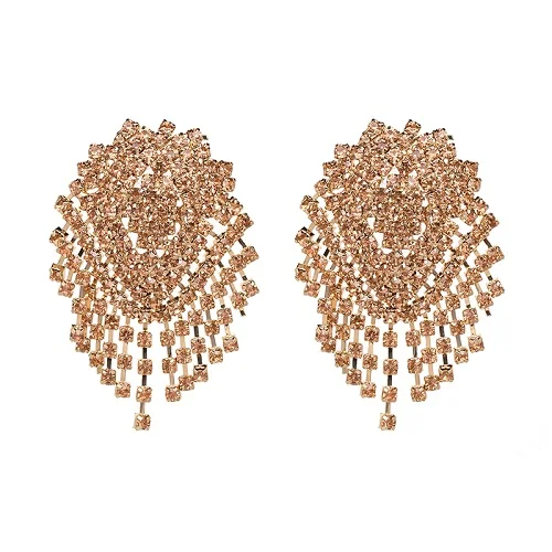 JUJIA Роскошные шампанского Модные женские хрустальные серьги золотого цвета ювелирные изделия Длинные большие капли серьги для женщин - Окраска металла: pink