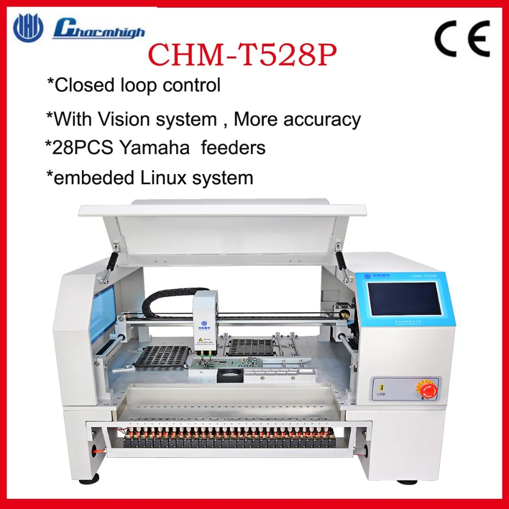 

Desktop Pick and Place machine CHMT528P , 28pcs Yamaha feeders, Juki Nozzle, 2 ccd camera . chip mounter