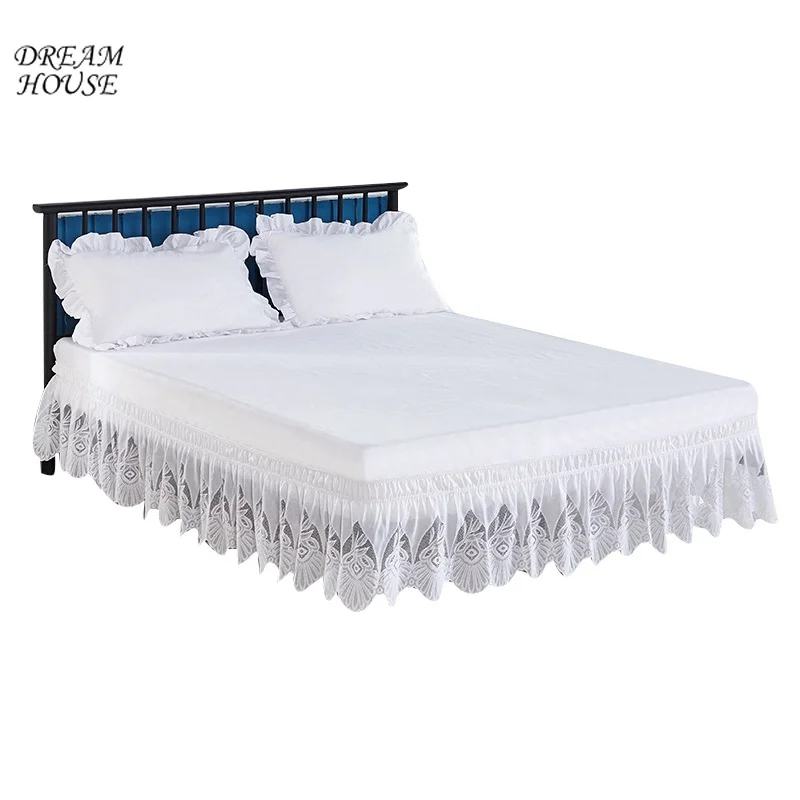

Hot Sale Newly Lace Princess Bed Skirt Home Hotel Bed Skirts Without Surface Solid Color Elastic Bed Skirts Height Bedspread