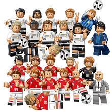 12 pcs Time de Futebol Jogador De Futebol Figuras Blocos de Construção Compatível Legoing Tijolos Rússia Futebol Alemão Figuras de Brinquedo Para Criança