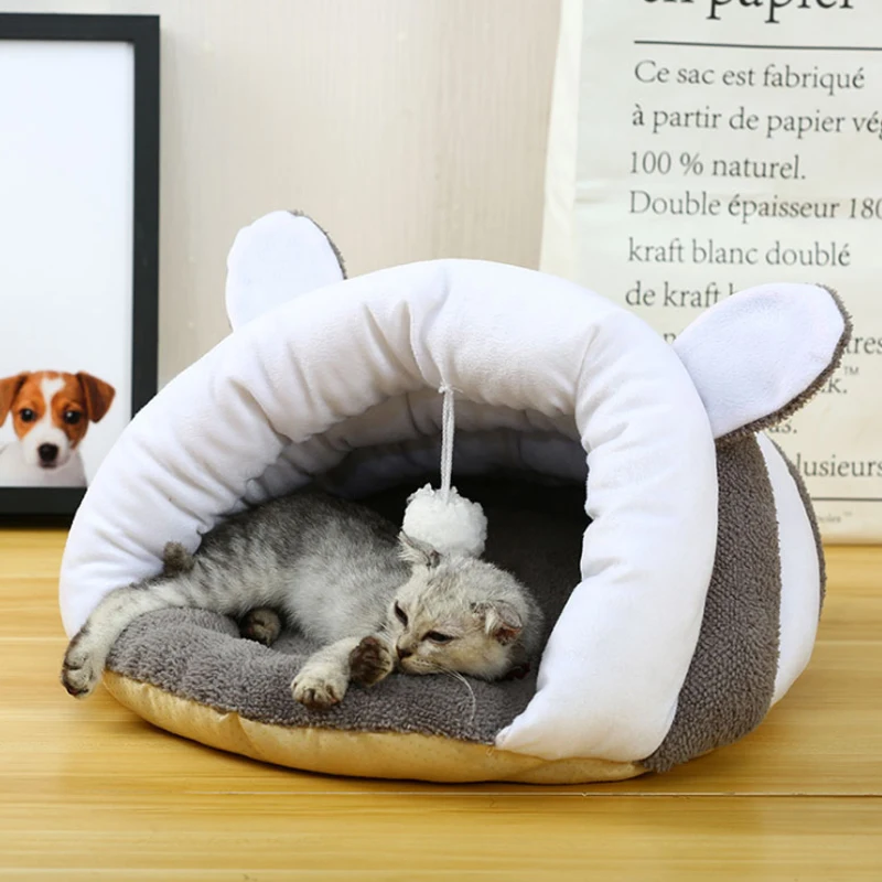 

Pet Cat Small Dog Puppy Kennel Bed Sofa Sleeping Soft Polar Fleece Bag House Pet Mat Winter Warm nest Puppy Cave Bed 5 ColorsS-L