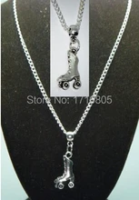 10PCS Hot Fashion Antique Silver Adorable Roller Skate Charm Amulet Pendants Link Chain Necklace DIY Jewelry Findings Z502 50pcs tibetan silver cute roller skate ditsy charm necklace sp chain xa18