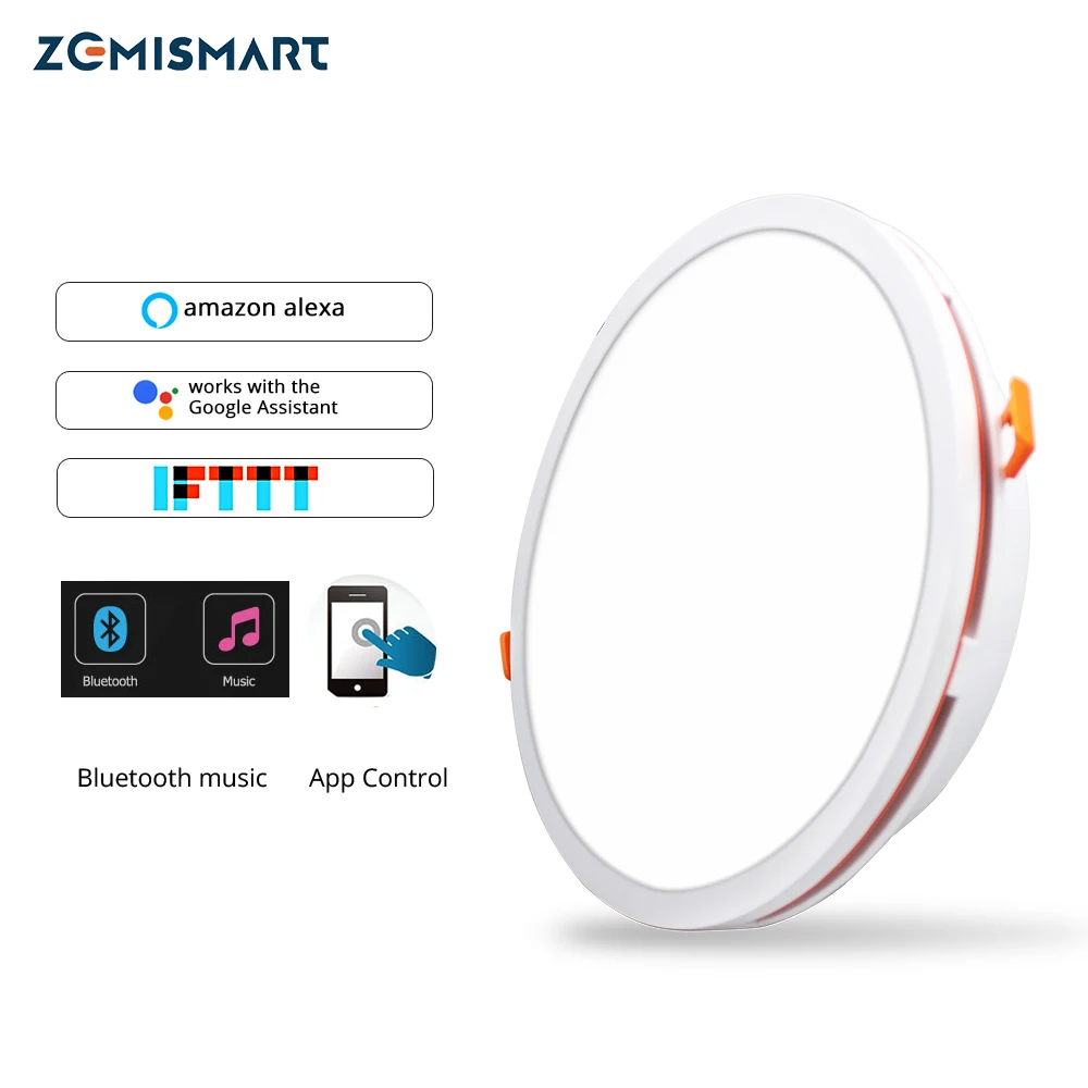 

WiFi Downlight Google Home Alexa Tuya Smart Life APP Control With Bluetooth 4.0 Mesh Speaker Support Timer Control