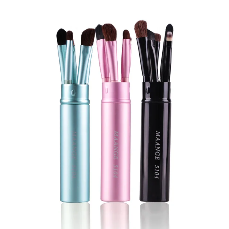 

5Pcs/set Portable Cylinder Aluminum Wood Handle Makeup Brushes Professional Cosmetic Brush Eyebrow Eye Shadow Lip Brush with Cap