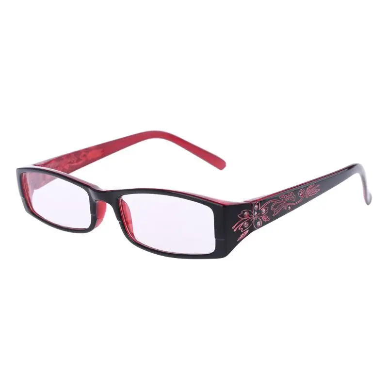 Женские модные очки для чтения с искусственным бриллиантом и цветочным принтом, 4 цвета, дальнозоркость+ 1,0~+ 4,0 - Цвет оправы: Красный