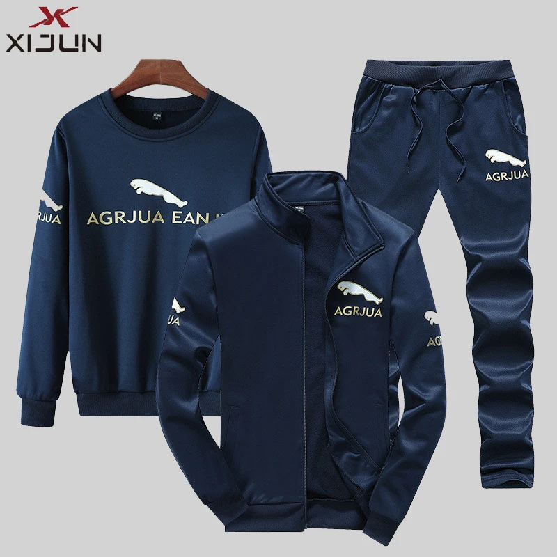 Xijun комплект из 3 предметов комплект свитеров 2019 весна осенние толстовки и свитшоты и брюки наборы для Для мужчин флис лоскутное спортивный