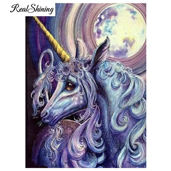 

REALSHINING Moon Unicorns Needlework Diamond Embroidery 5D DIY Diamond Painting Mosaic Full Square Cross Stitch FS2282