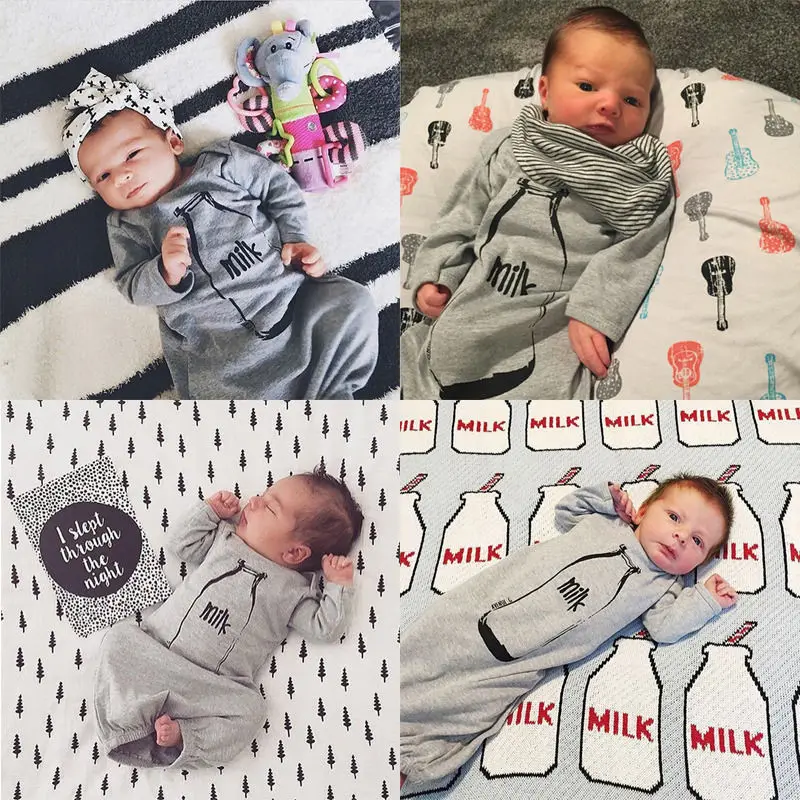 Высокое качество для новорожденных Одежда для маленьких мальчиков бутылки молока ползунки боди спальный мешок sleepsack наряды