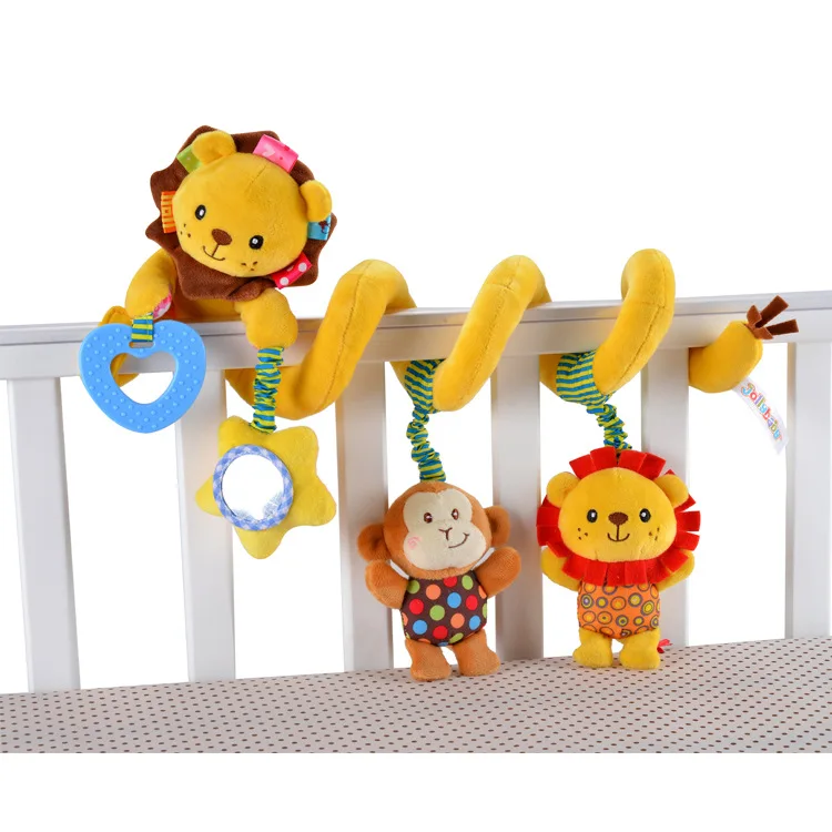 [Sozzy] Детская игрушка кроватка для автомобиля кровать коляска плюшевый спиральный подвесной Декор игрушка животное слон лев кольцо колокольчик детская погремушка - Цвет: 4