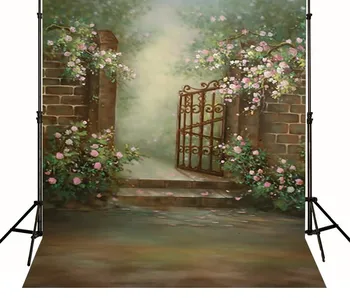 

Flower Garden Gates Backgrounds Vinyl cloth High quality Computer printed custom backdrop