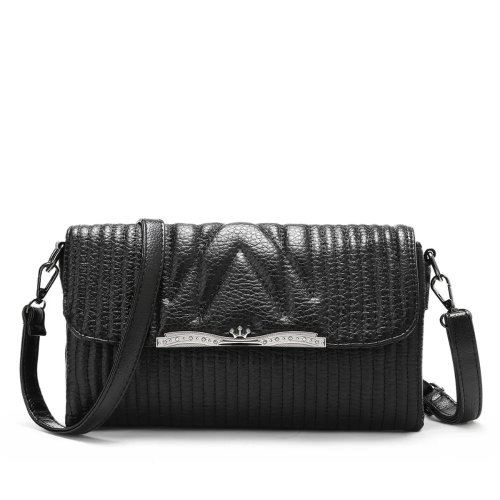 Black Stripe Small Bag Women Stylish Casual Mini Chain Flap Bag Fashion Simple Layered Shoulder Bag