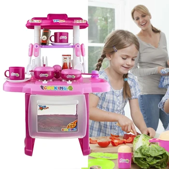 

Kids Children Baby Miniature Simulation Kitchen Cooking Pretend Play Toy Set with Light and Sound Educational Learning Toys Gift