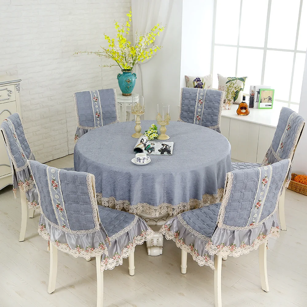 

High grade luxurious chenille table and chair set round\square tablecloth Chair cover Backrest cushion Party wedding home Cloth