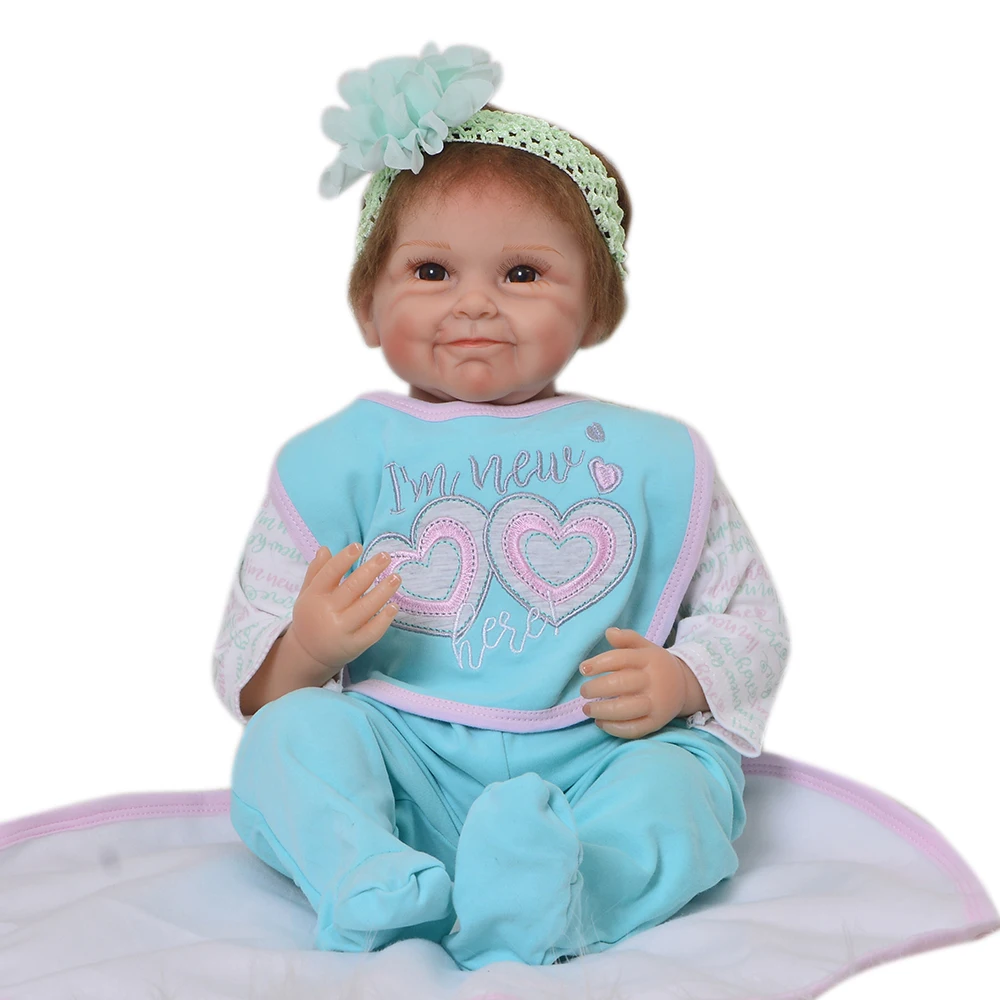 Emulate Bebe 22" Soft Silicone Toys Reborn Baby Doll Vinyl Ugly Smile
