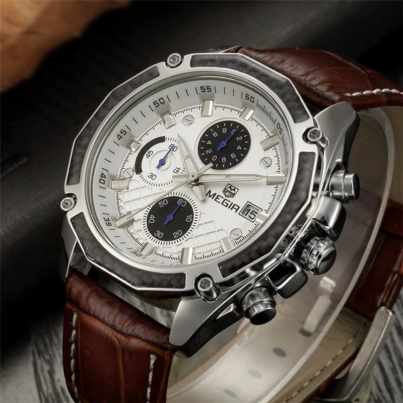 

MEGIR Climbing Chronograph Men's Watch Fashion Casual Luminous Multifunctional Quartz Wristwatch Mens Watches Top Brand Luxury
