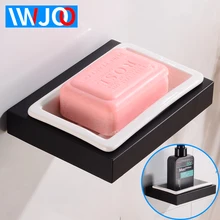 Soap Dish Storage Holder Wall Mounted Soap Holder Shower Space Aluminum Decorative Bathroom Soap Rack Black Bath Accessories Soap Dish Storage Holder Wall Mounted Soap Holder Shower Space Aluminum Decorative Bathroom Soap Rack Black Bath Accessories
