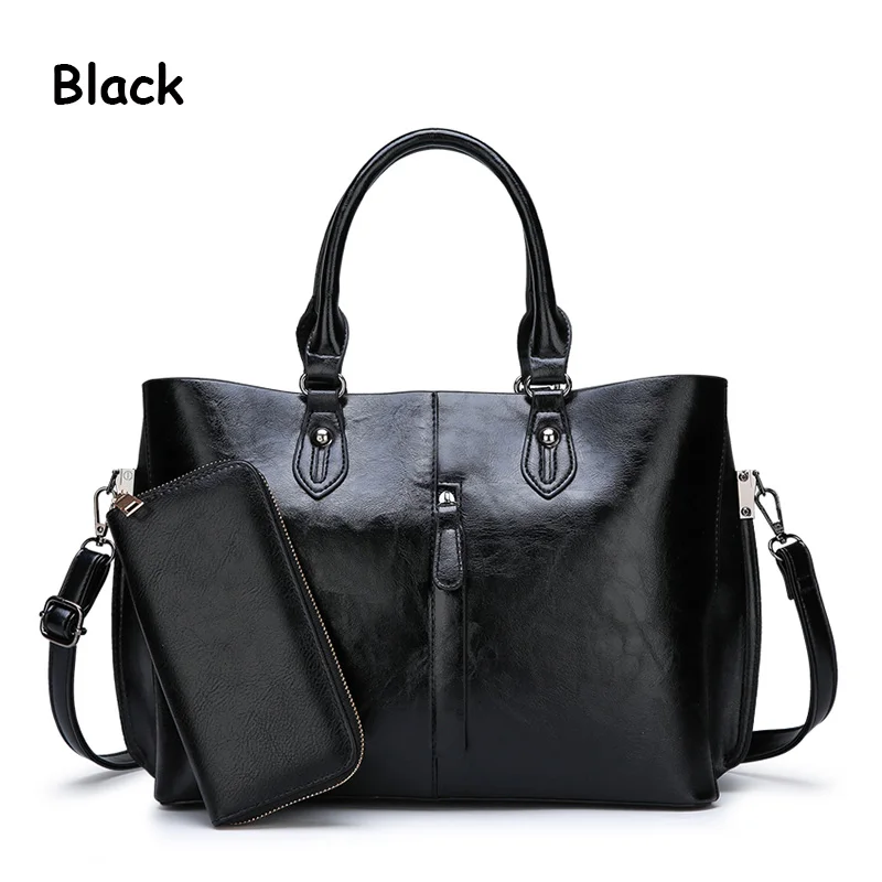 Toposhine винтажные женские композитные сумки дизайн женские сумки большой емкости Женские сумки через плечо однотонные черные сумки