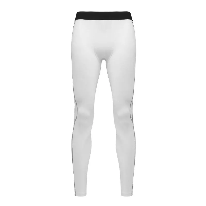 Новые мужские Спортивные Компрессионные базовые штаны для бега эластичные длинные брюки плотные внутренние леггинсы - Цвет: Белый
