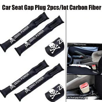 

For Skull ZENO Power logo Cotton 2pcs/lot Carbon PU Seat Crevice Inserts Protective Padding car Seat Gaps Plug Pad Strips covers