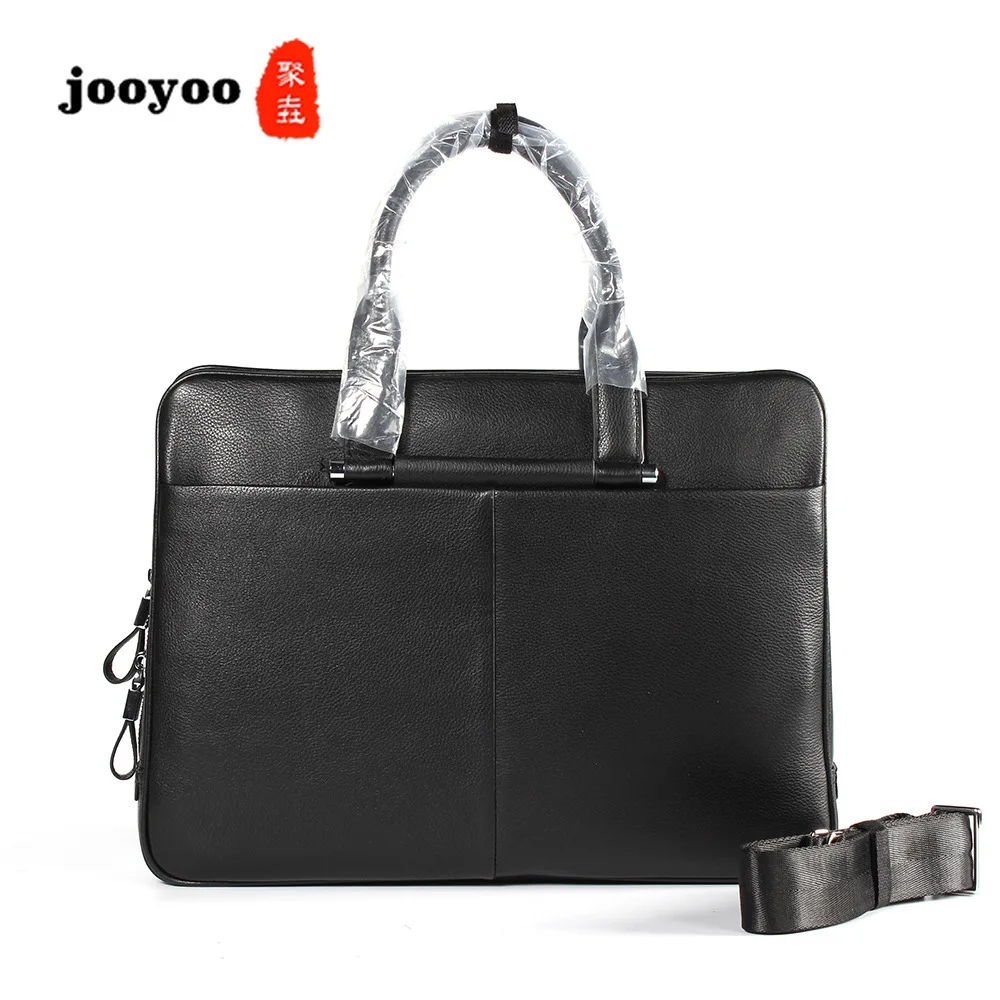 

Black High-end Genuine Leather Large Capacity Briefcase Simple Business Handbag Leather Laptop Bag Man Bag Real Leather Bag