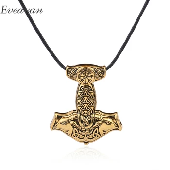 

EUEAVAN 20pcs Norse Viking Totem Goat Thor's Hammer Pendant Pendant Necklace Ceremonial Object Jewelry Accessory For Men