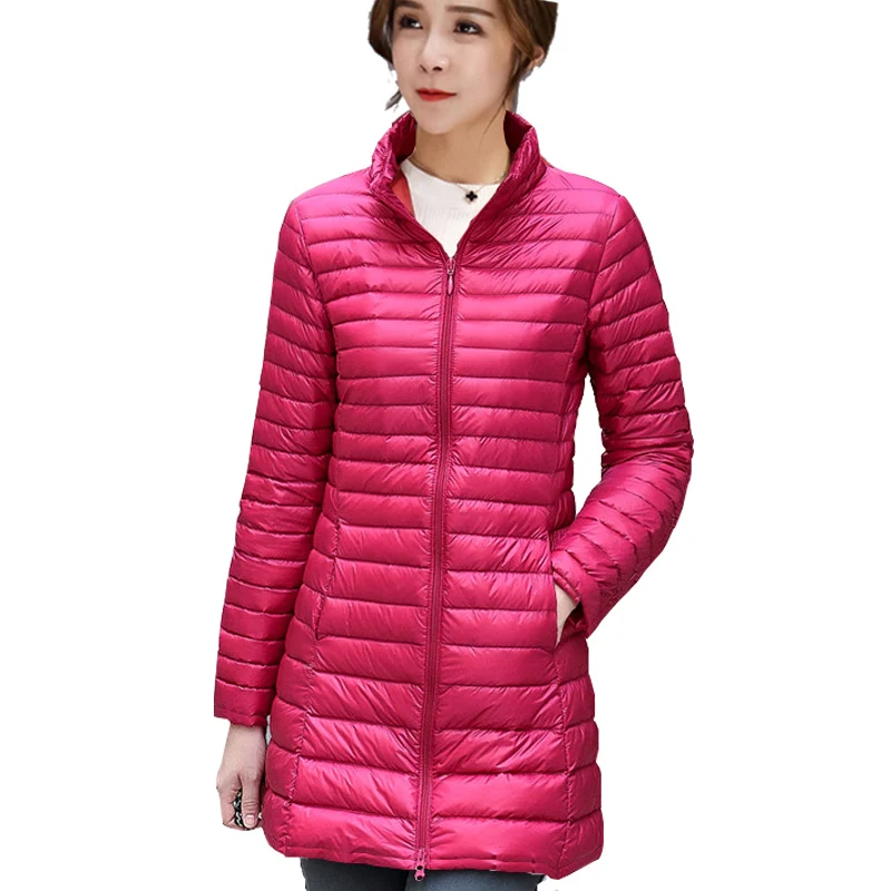 add size Padded Coat Ultra warm Light white Duck Down Jacket Long Overcoat Slim Solid Jackets Winter Coats Portable Parkas add plus size s 6xl coat ultra warm white duck down jacket x long female overcoat slim solid jackets winter coats parkas padded