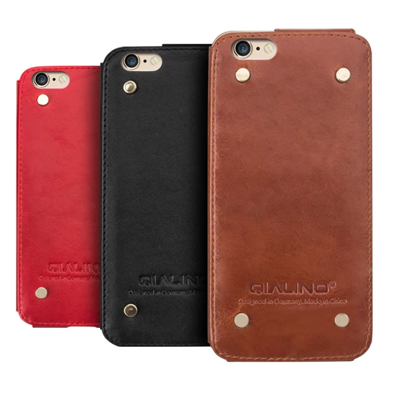 

QIALINO mobile phone cases for iPhone6 / 6s real leather cover case metal rivet back case for Apple iphone 6 6s plus newborn
