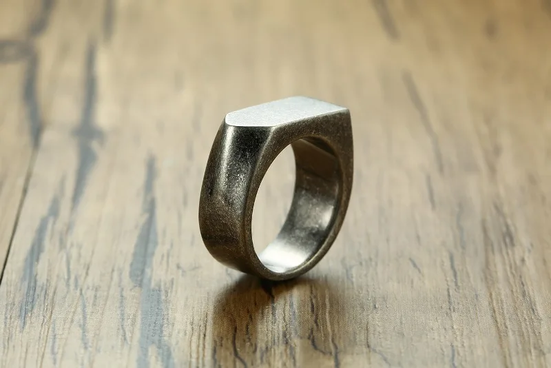 Модные Винтажные мужские кольца из нержавеющей стали, мужские вечерние кольца серого цвета, простые ювелирные изделия, мужские кольца для крутых мальчиков - Цвет основного камня: Gray