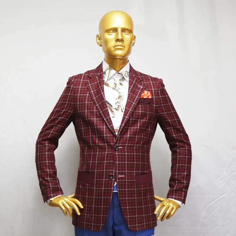 burgundy red wine plaid wool jacket 