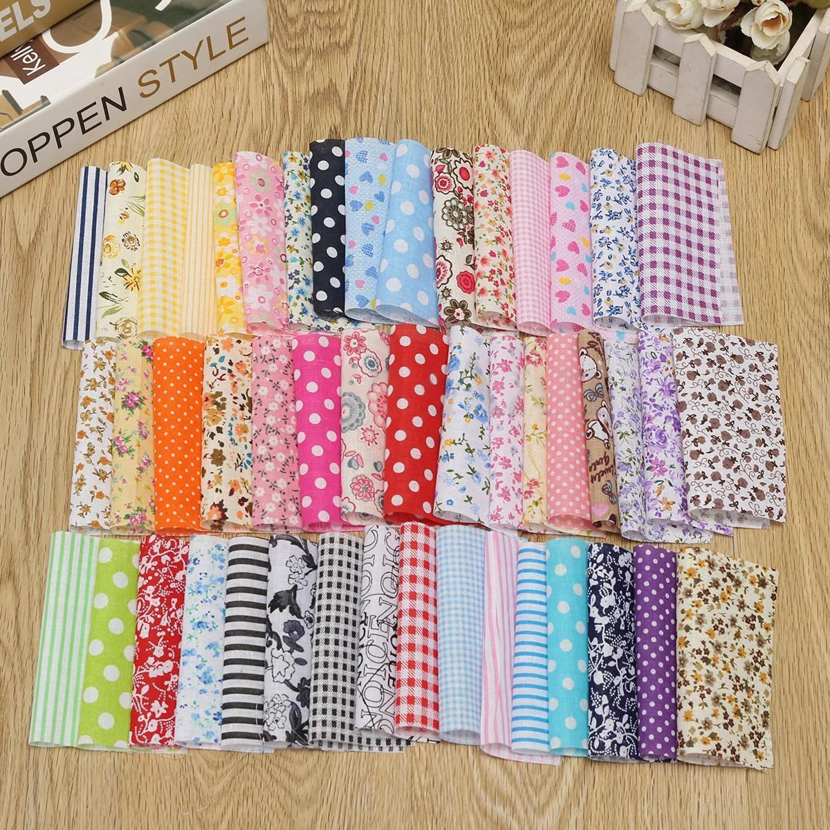 50pcs 10*10cm Square Fabric Bundle Patchwork Clothing Sewing Quilting Crafts