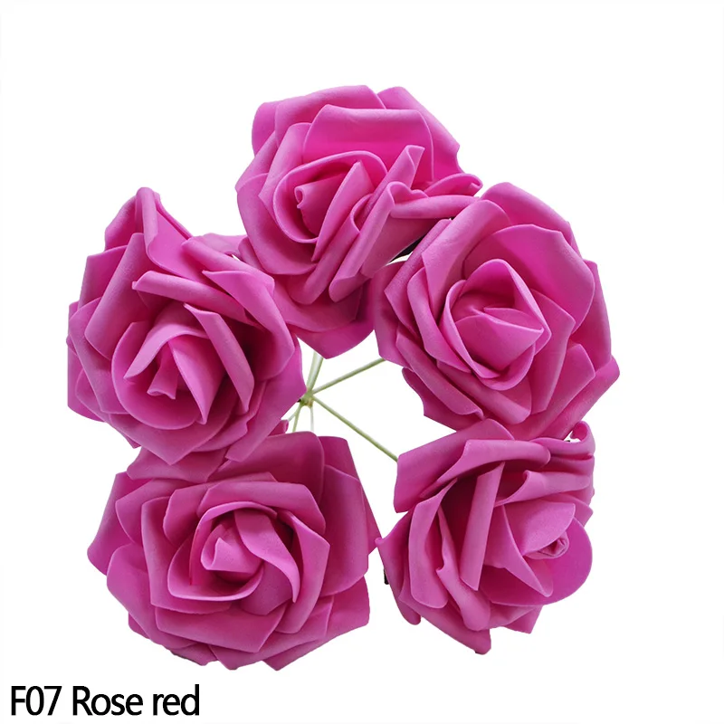 8 см искусственные из ПЭ-пены розы Свадебный букет невесты DIY скрапбук домашнее свадебное украшение большие поддельные розы вечерние принадлежности - Color: Rose red