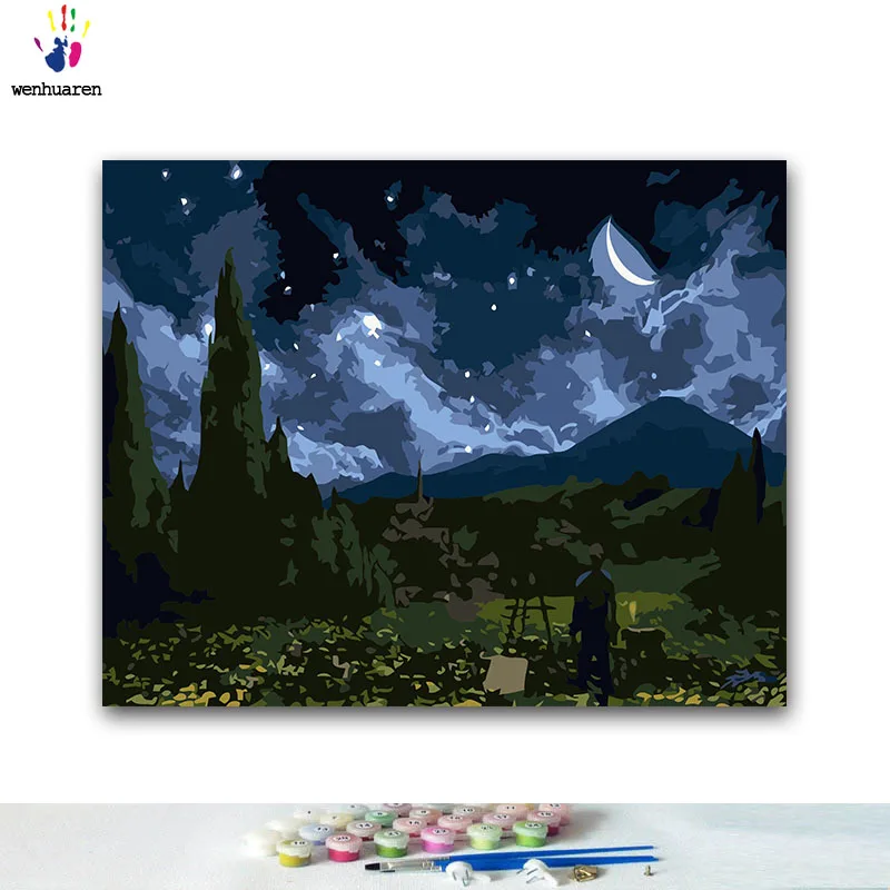 

DIY Coloring paint by numbers Animals in the snow paintings by numbers with kits 40x50 framed