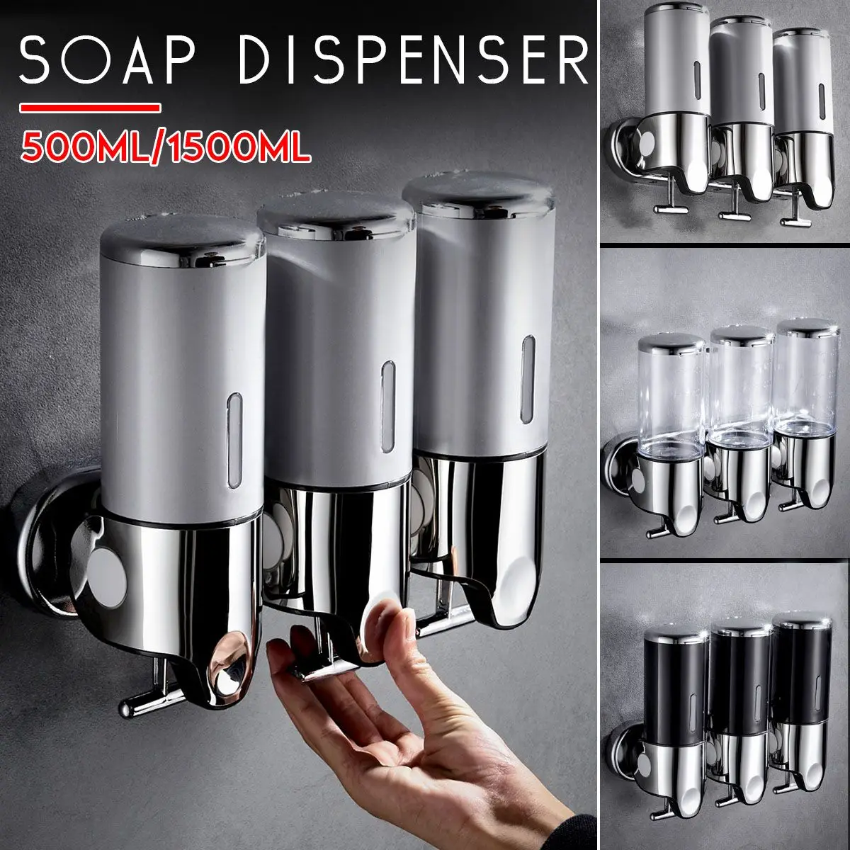

3Pcs 1500ml Bathroom Wall Mount Liquid Soap Dispenser Bath Shower Soap Pressing Bottle Home Hotel Bath Accessories