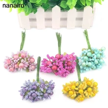 10 pçs amoreira flor artificial stamens seda falso flor vestido de casamento diy bolo cartão clip arte decoração artesanato accessorie