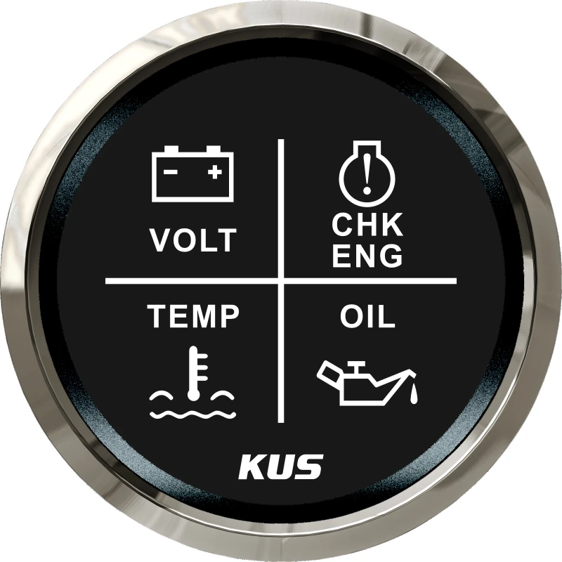 

KUS 2" Universal Boat Car Engine 4LED Volt Water Temp Oil Pressure Alarm Indicator Gauge Meter With Red/Yellow Backlight 12/24V