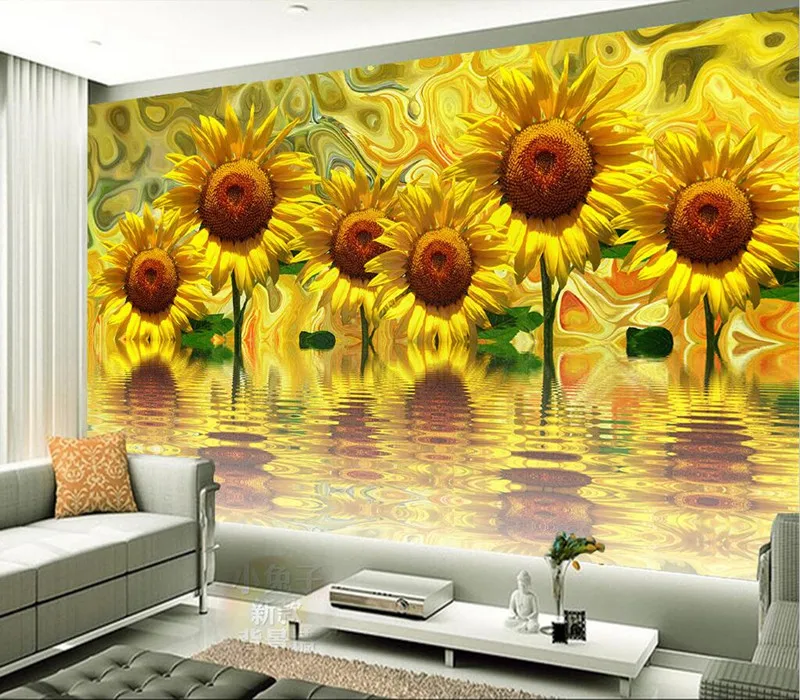 

Custom Any Size 3D Photo Wallpaper Murals Modern Simple Warm Yellow Sunflower Flower Hand Painted TV Background Wall Decor