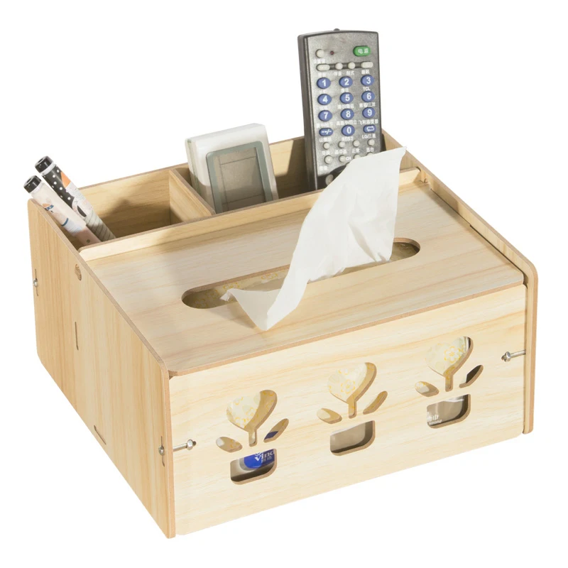 

Wood Desk Set With Tissue Box Container DIY Napkin Case Multifunctional Storage Box Desk Sets Wood Home Office Table Decor Gift