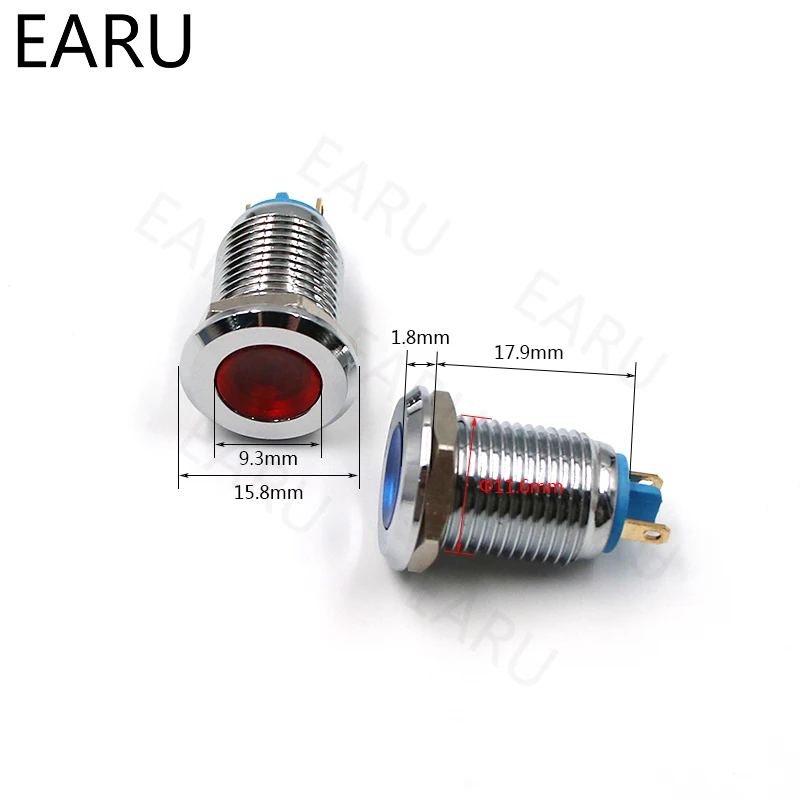 Светодиодный металлический индикатор светильник 12 мм Водонепроницаемая сигнальная лампа 3 в 5 в 6 в 9 в 12 В 24 в 110 В 220 в красный, желтый, зеленый, белый, синий сигнальная лампа
