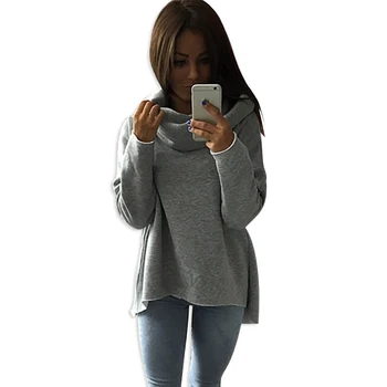 

Europe and America new explosions hot hoodies women's pullover scarf collar casual loose sweatshirt women's solid color top