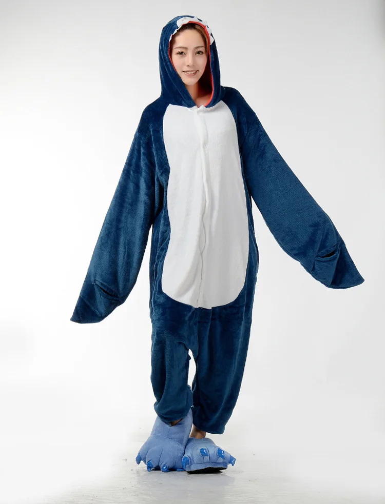 Cute Blue Shark Kengurumi Onesie Adult Pyjamas Animal Womens Pajamas