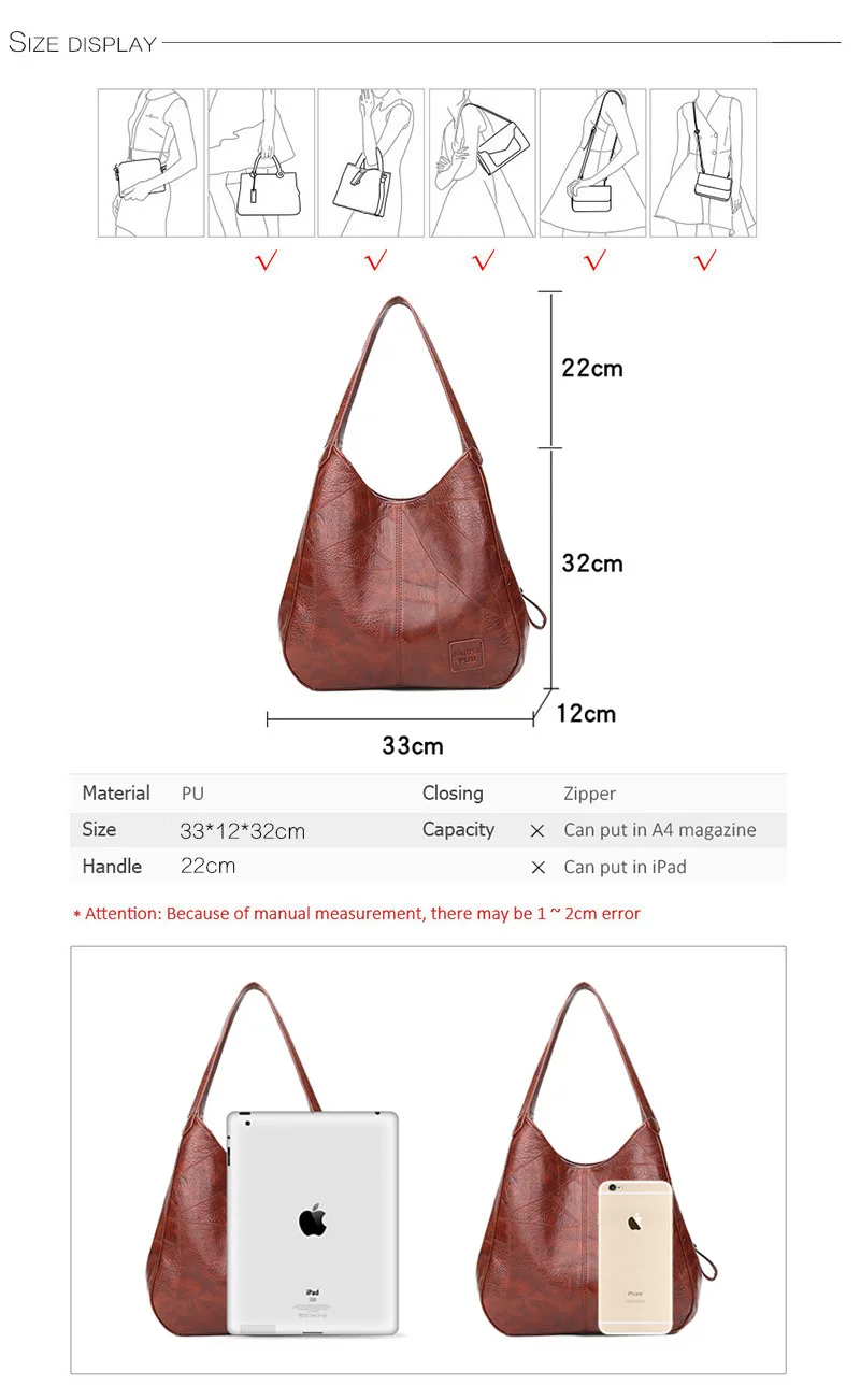 Винтажная женская сумка через плечо, Женская Повседневная сумка, сумки, большая вместительность, роскошный дизайн, высокое качество, женская сумка, сумка для женщин