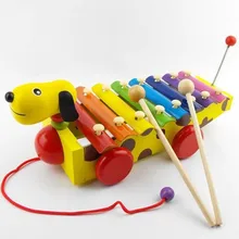 Мультфильм собака Yakuchinone перетащите фортепиано рук стучать фортепиано игрушки ребенок развивающие деревянные игрушки